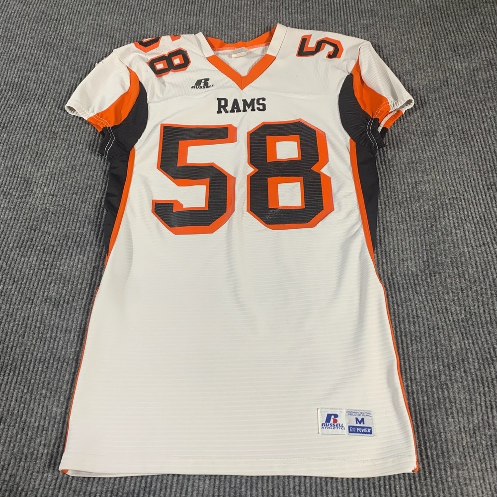 Russell Athletic Football Jerse Mens Medium White Rams Embroidered Authentic